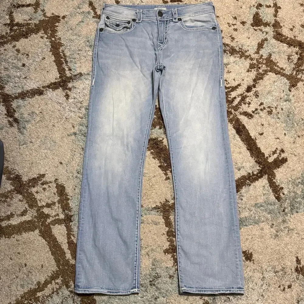 True Religion Mens Ricky Relaxed Straight Rope Stitch Jeans Size 32x33 Baggy